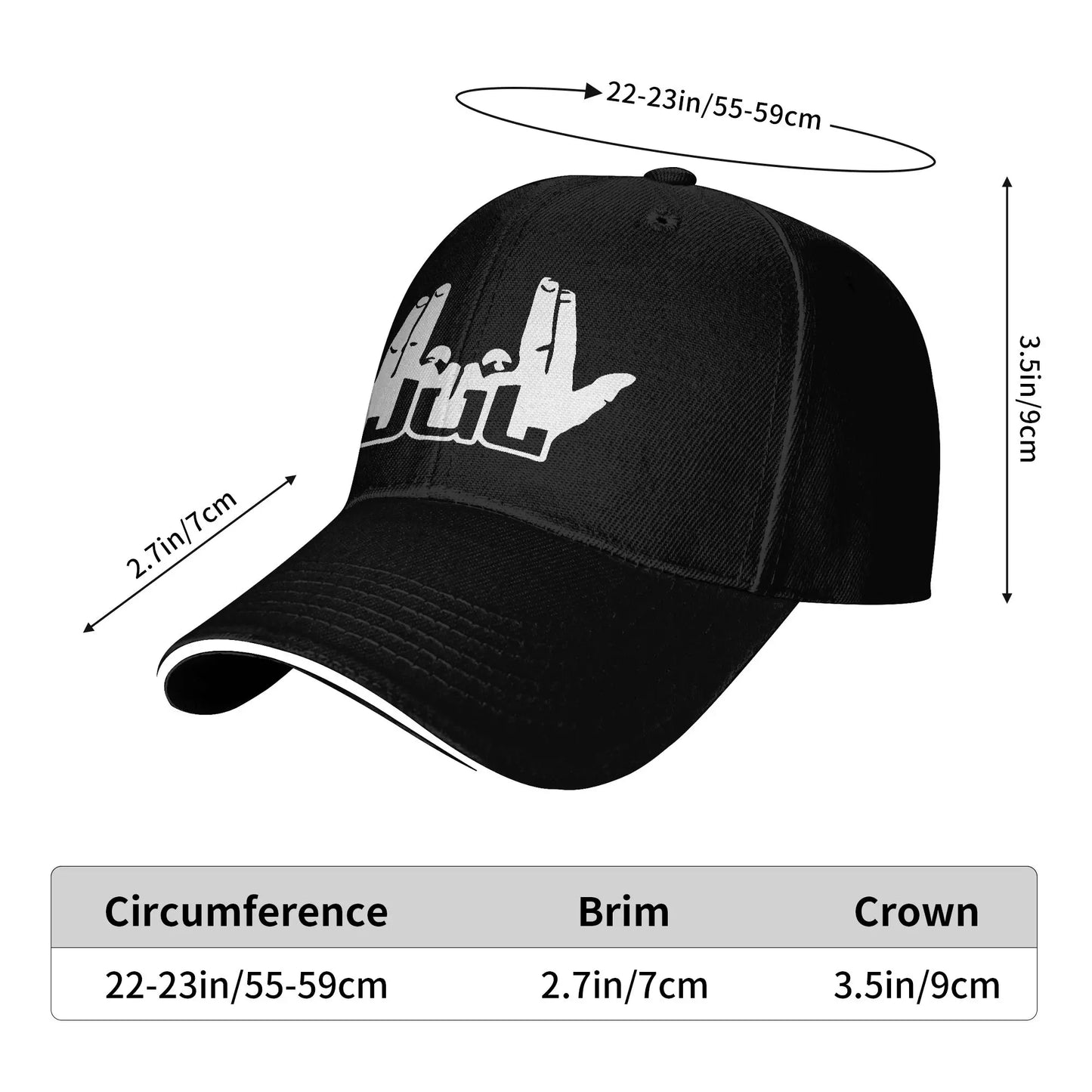 Gorra de béisbol estilo rapero cantante Jul Sign, unisex, gorra casquette, diseño único, entrenamientos al aire libre, regalo, gorra snapback