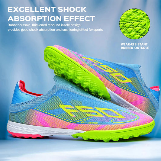 TF Soccer Shoes For Kids Youth PU Fabric Upper Rubber Sole Wear-resistant Non-slip Training Football Boots