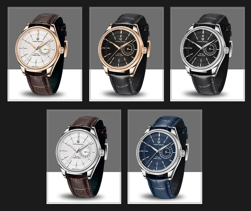 PAGANI Design PD1689 Men's Quartz Watch Japan VH65 Movement Sapphire Glass Leather Strap 20Bar Waterproof Men's Wristwatch