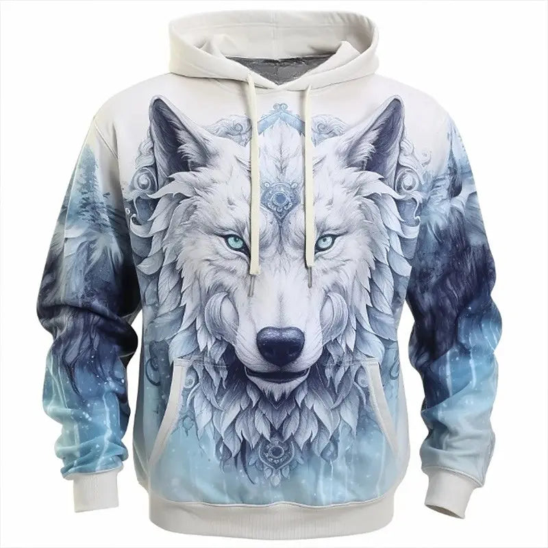 Animal Hoodie For Men Wolf Print High-Quality Men's Pullover Autumn Fashion Top Street Hoodie Designer Long Sleeved Sportswear