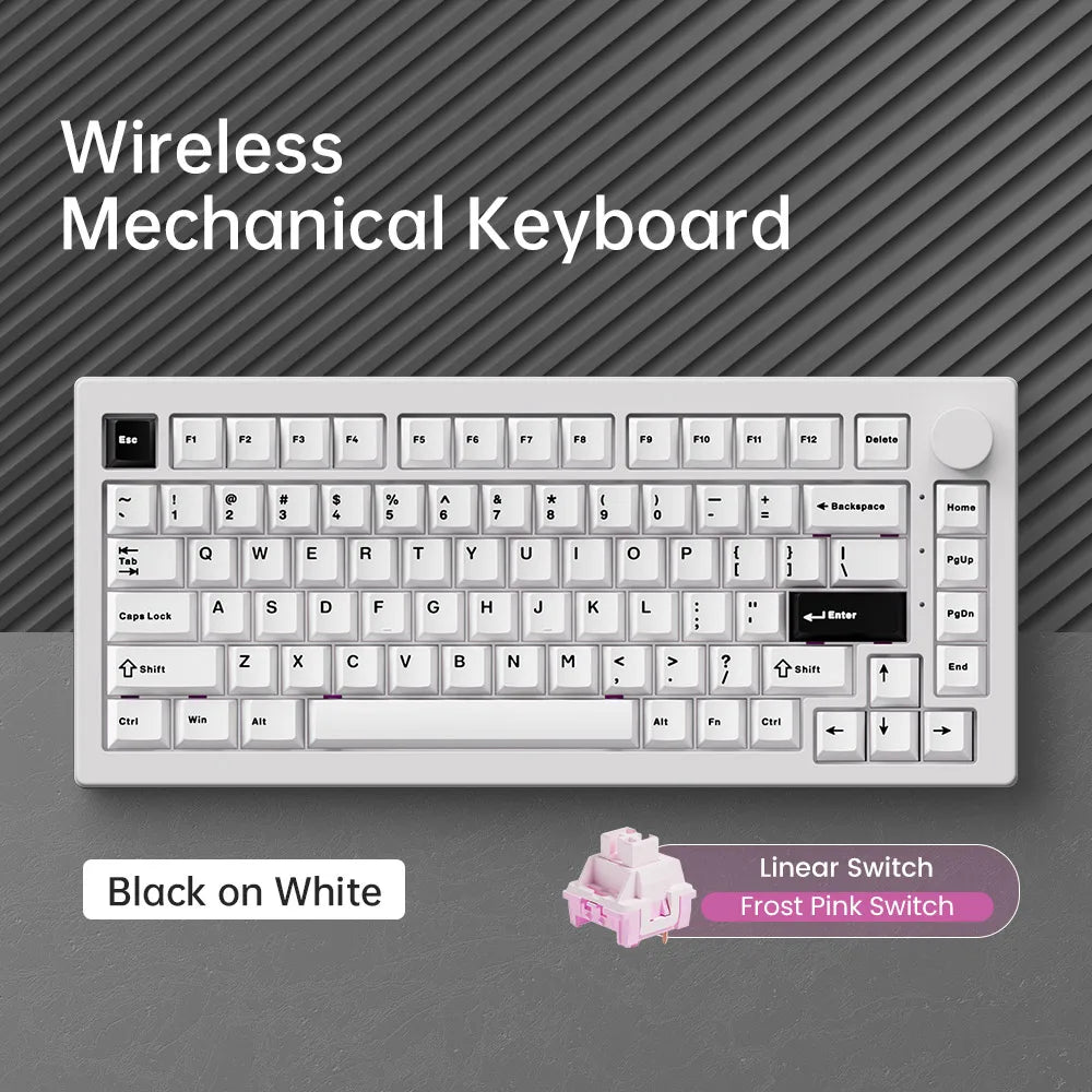 Tastiera meccanica gaming personalizzata Akko 5075 V3 75% ANSI-US con manopola del volume, hot-swappable, RGB, USB Type-C/2.4g e BT5.0 tri-mode