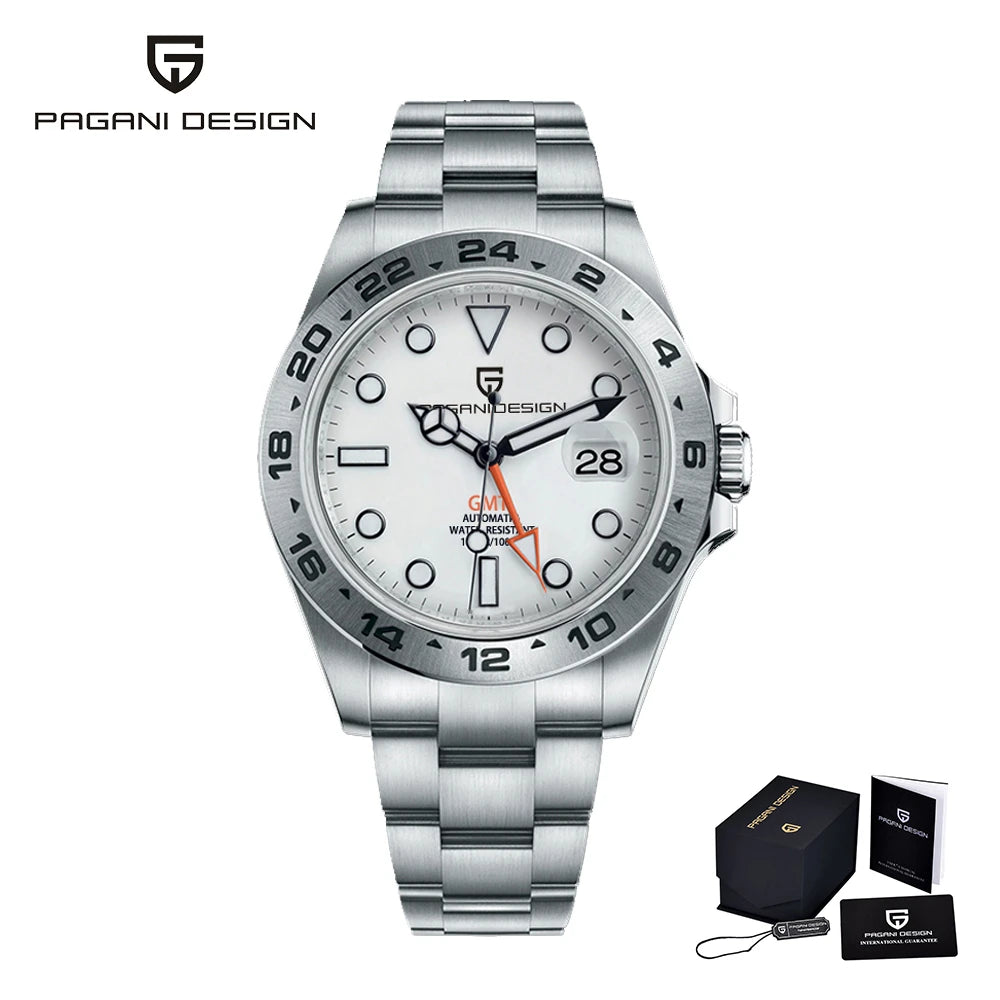 Pagani Design 2026 Nuevo reloj de buceo para hombre 42mm zafiro mecánico automático GMT 100m resistente al agua PD1682