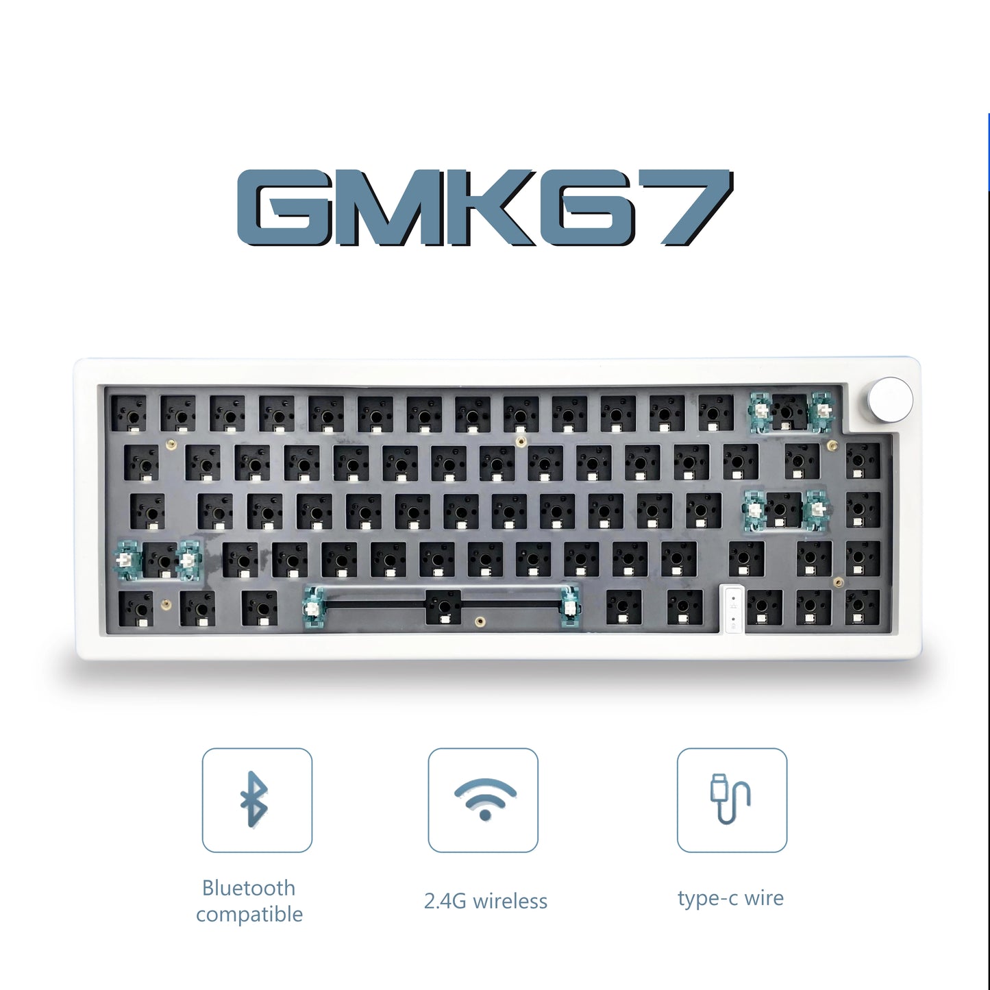 KIT de teclado mecânico GMK67 Bluetooth 5.0/2.4G sem fios/com fios com montagem gasket para gaming — KIT de teclado personalizável