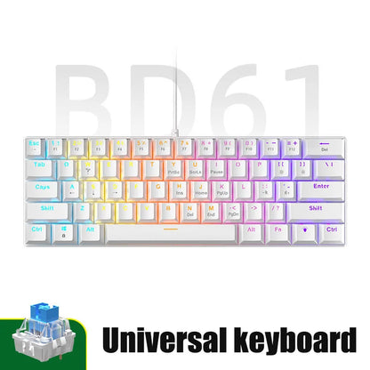 RGB White Mechanical Keyboard 60% Gaming Keyboard White Clavier Gamer Blanco Key Board Black PC Keyboards