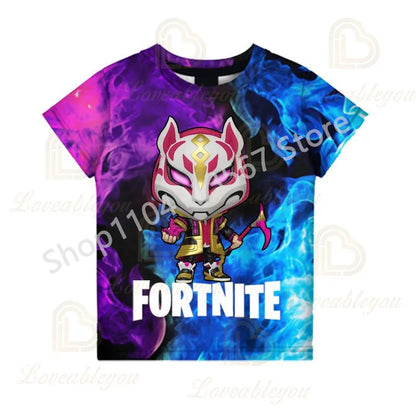 Młodzieżowa koszulka F-Fortnited inspirowana grą battle, dla dorosłych, z krótkim rękawem, letni T-shirt dla nastolatków, chłopców i dziewcząt