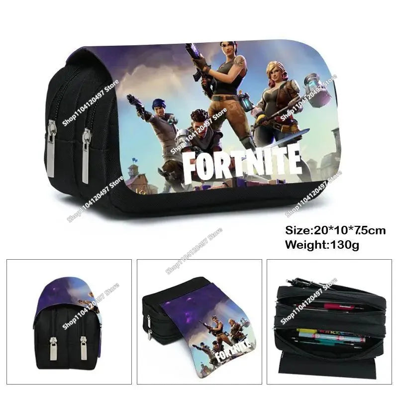 Детски несесер Fortnite, многофункционална кутия за ученически пособия, детски несесер с голям капацитет и двоен слой