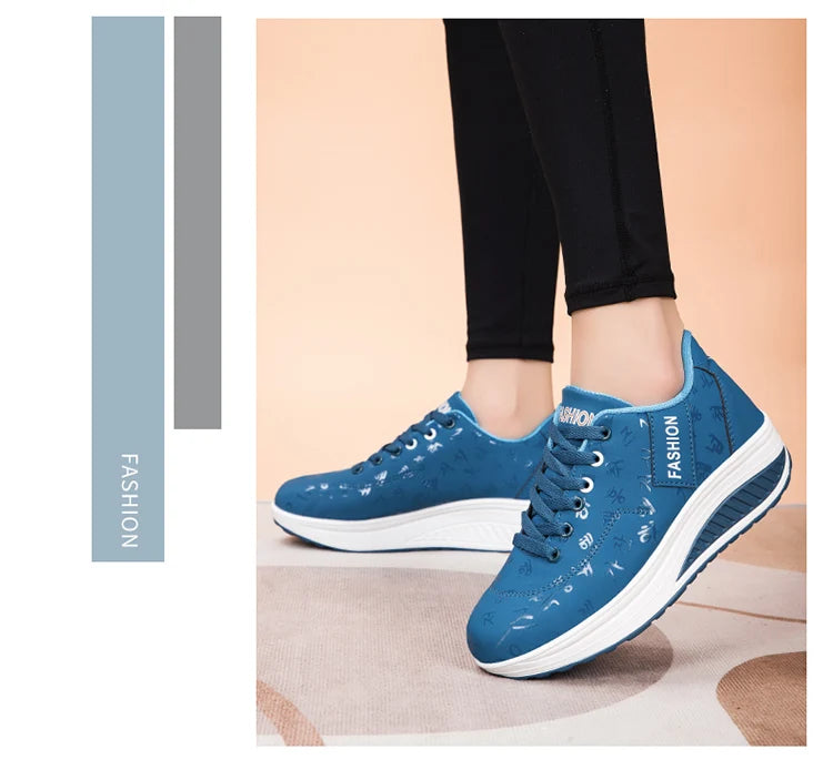 Scarpe casual da donna outdoor con suola spessa, platform alla moda, taglia grande 42, fondo piatto, scarpe sportive per camminata e corsa
