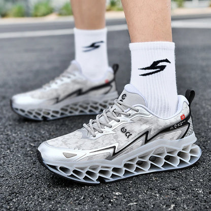 2026 New Summer Outdoor Mens Sports Shoes 3D Printed Sole Rebound Lightweight Running Shoes Foot Protection Stable Walking Shoes
