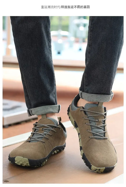 Suede Leather Shoes PU Fabric Wide Toe Shoe Anti-slip Hiking Shoe Workwear Men's Sports Shoes Women's Outdoor Walking Shoes