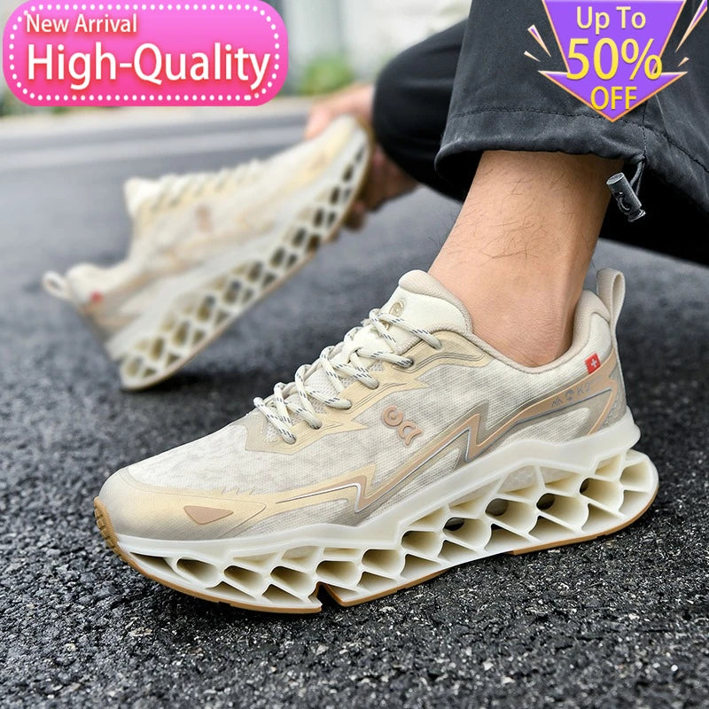 2026 New Summer Outdoor Mens Sports Shoes 3D Printed Sole Rebound Lightweight Running Shoes Foot Protection Stable Walking Shoes