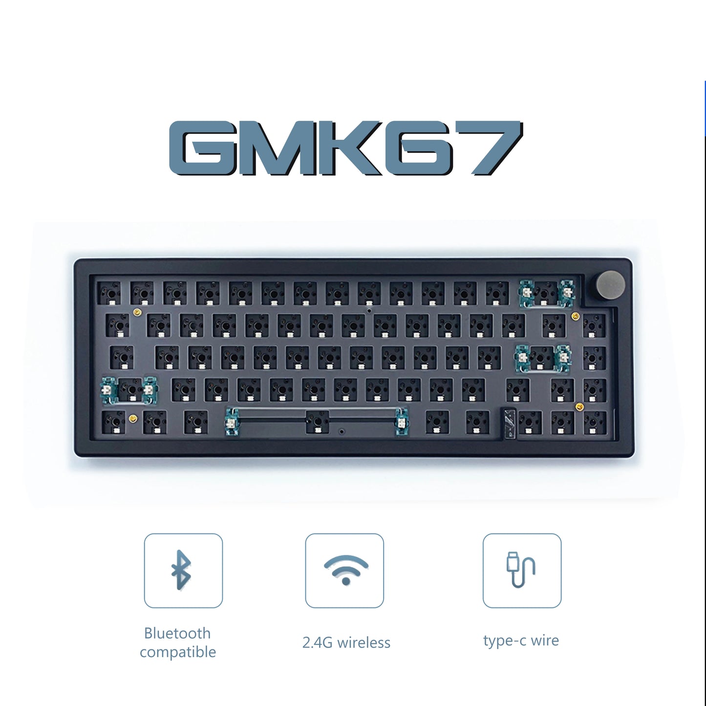 KIT de teclado mecânico GMK67 Bluetooth 5.0/2.4G sem fios/com fios com montagem gasket para gaming — KIT de teclado personalizável