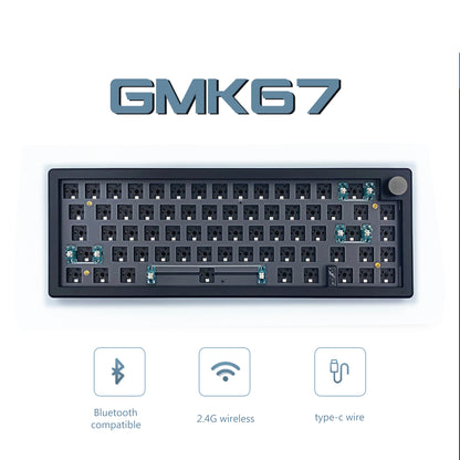 KIT de teclado mecânico GMK67 Bluetooth 5.0/2.4G sem fios/com fios com montagem gasket para gaming — KIT de teclado personalizável