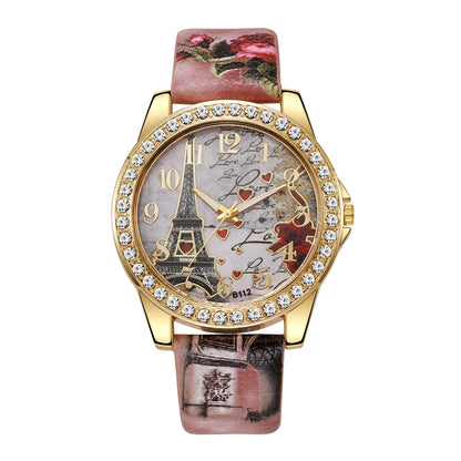 Fashion Flowers Women Watches Ladies Leather Strap Analog Quartz Watch Reloj Mujer Girls Clock Gift