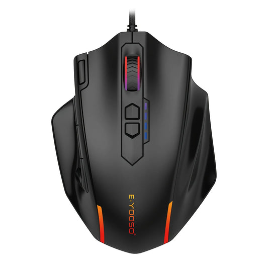 E-YOOSO X-41PRO kabelgebundene Maus, große Gaming-Maus mit RGB-Hintergrundbeleuchtung, 11 programmierbaren Seitentasten, Unterstützung für Computer, PC, Laptop und Mac