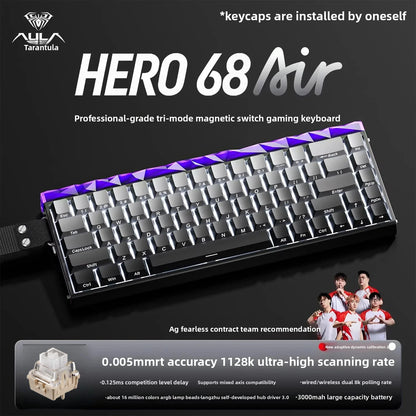 New AULA HERO68 Air 3-mode Magnetic Switch Gaming Mechanical Keyboard E-sport Custom Wired Keyboard Ergonomic Accessories