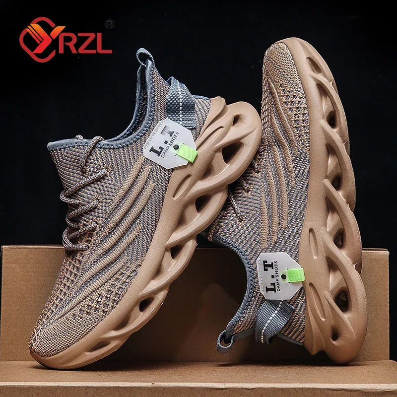YRZL Men Sports Running Black Jogging Shoes Casual Sneakers Outdoor Breathable Mesh Women Light Shock-Absorption Black Tennis