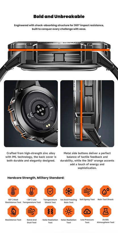 2026 New Military TANK X3 Smartwatch für Herren, 1000mAh Akku, 10ATM wasserdicht zum Schwimmen, GPS-Route, 1.75" AMOLED HD, Anrufe, Sport-Smartwatch
