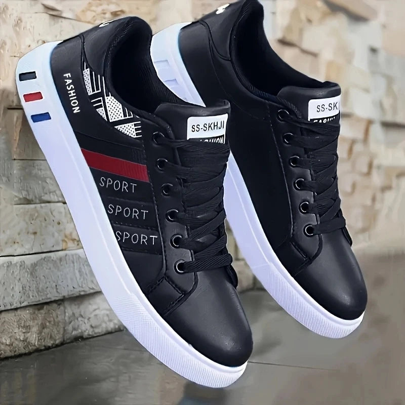 Men's Low-Top Skateboarding Sneakers - Breathable Synthetic Upper, Durable Pvc Sole, Round Toe Design, Suitable for Casual and Formal Wear Skateboard Shoes, Casual Shoes, Stylish Lace-Up Design, Equipped with Comfortable Fabr