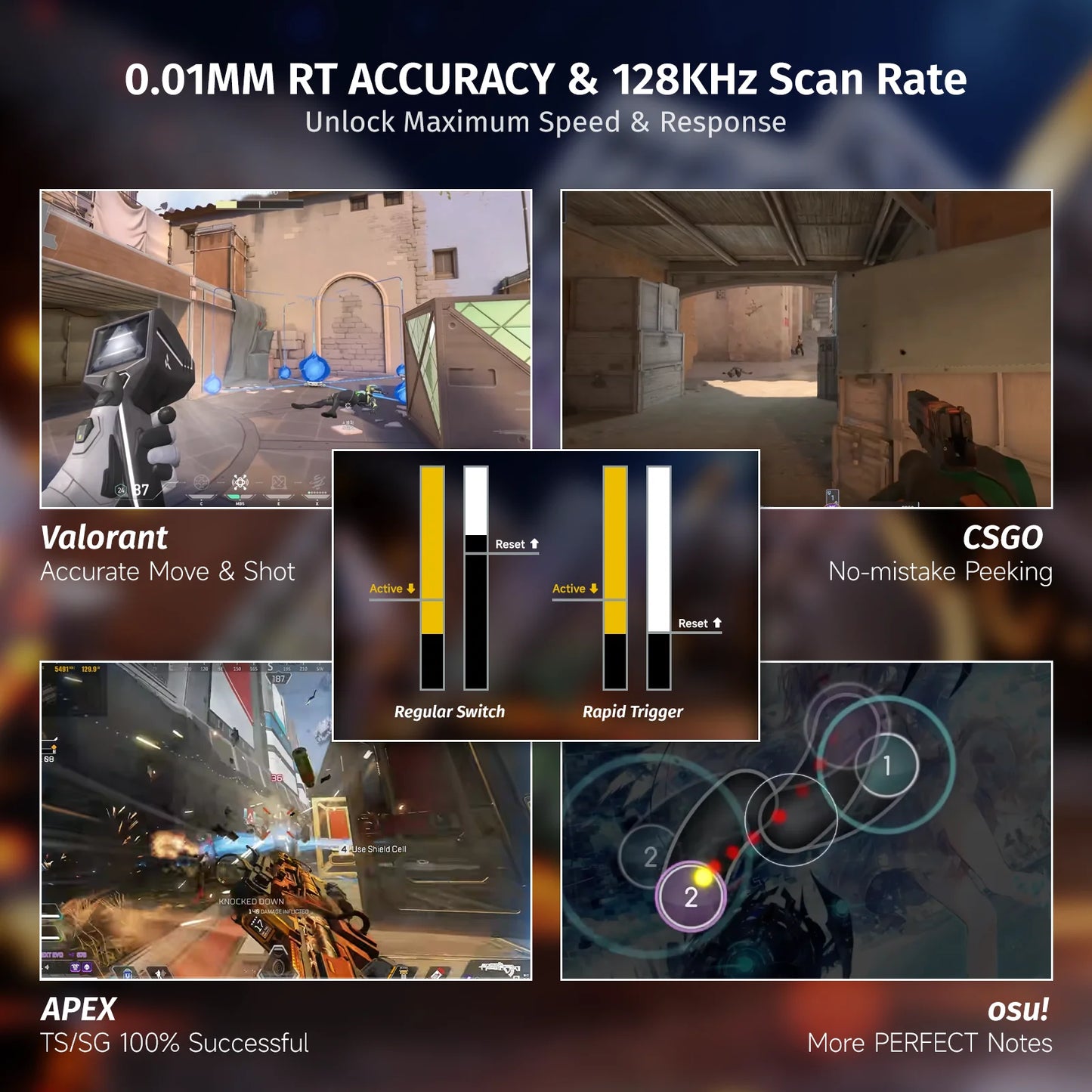 ATTACK SHARK X68 HE Rapid Trigger 8KHz Magnetic Keyboard, 0.01mm RT Accuracy, 60% Layout, RGB, Support RT/Snap Tap/DKS/MT/TGL