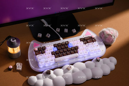 Keycaps XVX 148 Teclas Tema Gato Perfil MAO Keycap Coreana Brilhante e Fofa para Teclado 61 64 68 78 87 96 98 104 108