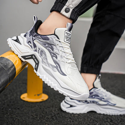 Herren-Sportschuhe, modische Schnürschuhe, vielseitig, rutschfest, mit dicker Sohle, bequeme Freizeit-Laufschuhe für Teenager und Herren, für den täglichen Gebrauch