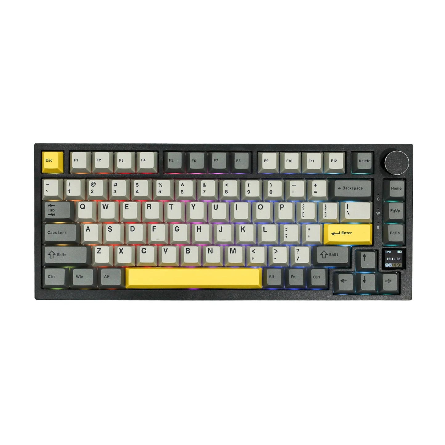 Ajazz AK820 Pro 75% mechanische Tastatur mit Gasket-Mount, Bluetooth 5.1/2.4G, kabellos/kabelgebunden, mit TFT-Bildschirm für Mac/Win