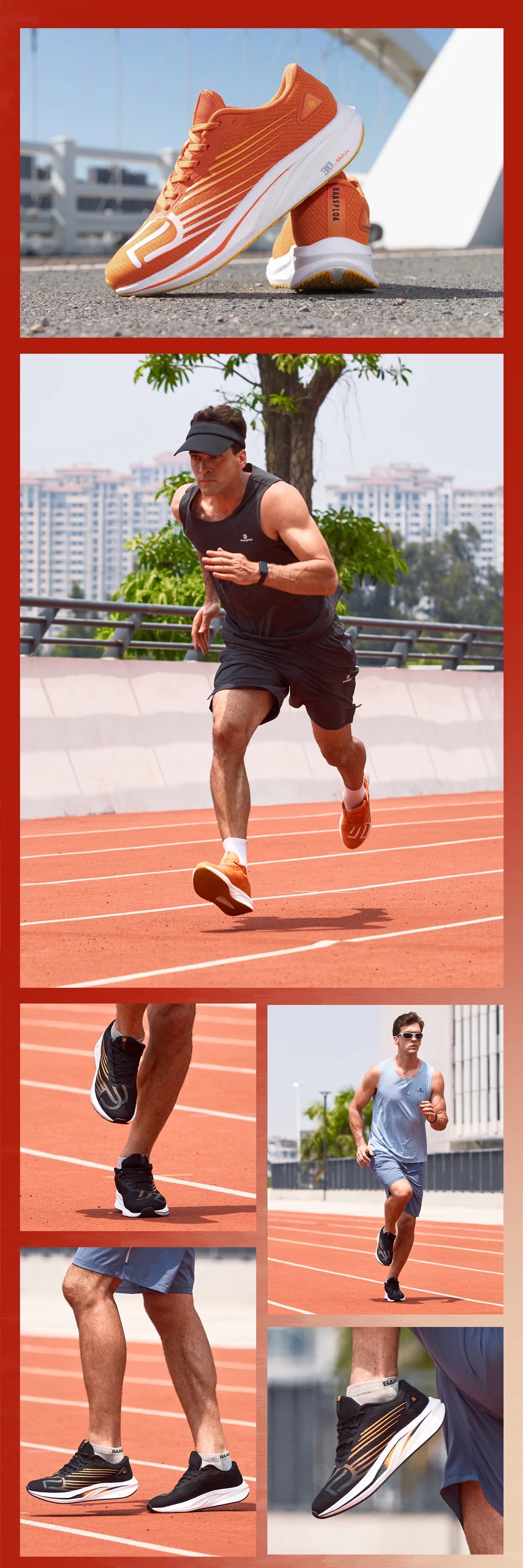 Baasploa Men's Professional Running Shoes Lightweight Breathable Jogging Sports Shoes Female Carbon Plate Anti-slip Sneakers