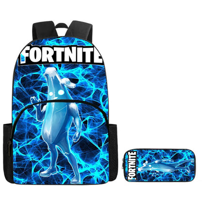 Zaino Fortnite Cartoon con tasca frontale e astuccio 2 pz - Set scolastico per bambini e bambine dai 5 agli 8 anni, regalo per il rientro a scuola