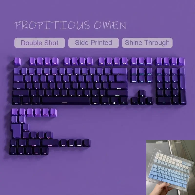Nuovi keycap per tastiera meccanica da gaming 60/64/84/98/108 con switch MX, 135 tasti, profilo OEM, PBT, incisione laterale, sfumatura rosso e nero