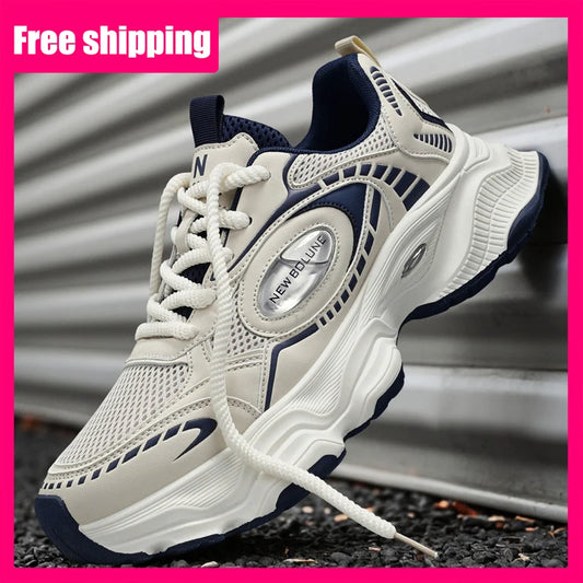 Mens Sports Shoes 2026 New Mesh Breathable Thick Sole Height Increasing Wear-resistant Daily Commuting Versatile Casual Sneakers