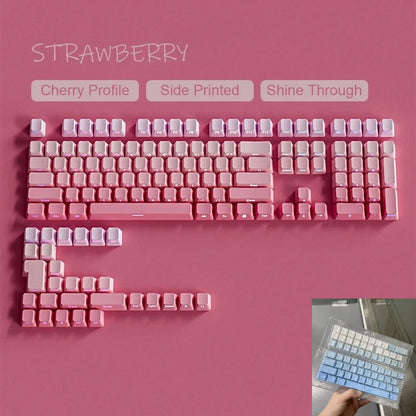Nuovi keycap per tastiera meccanica da gaming 60/64/84/98/108 con switch MX, 135 tasti, profilo OEM, PBT, incisione laterale, sfumatura rosso e nero