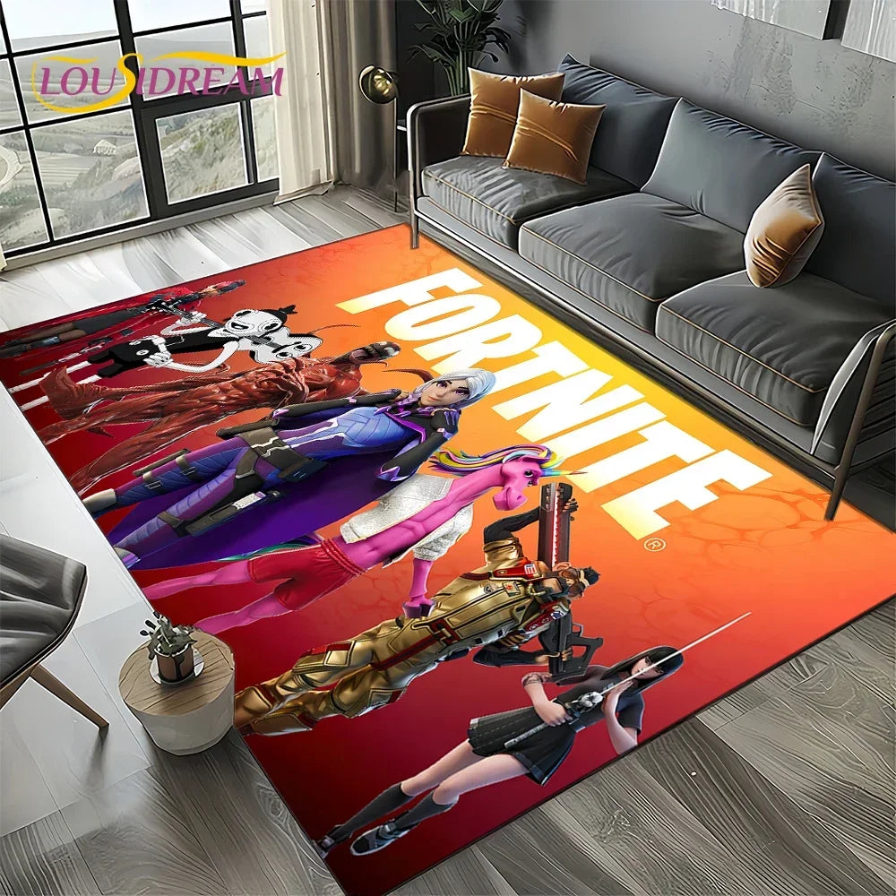 2025 Games 3D F-Fortnite Cartoon Carpet Rug for Living Room Bedroom Home Sofa Decoration, Kids Play Area Rug Non-slip Floor Mat