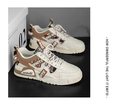Zapatillas de hombre tipo skate para verano, en cuero, informales y de moda, para exterior, running, deporte, senderismo y tenis, con plataforma, diseño de lujo