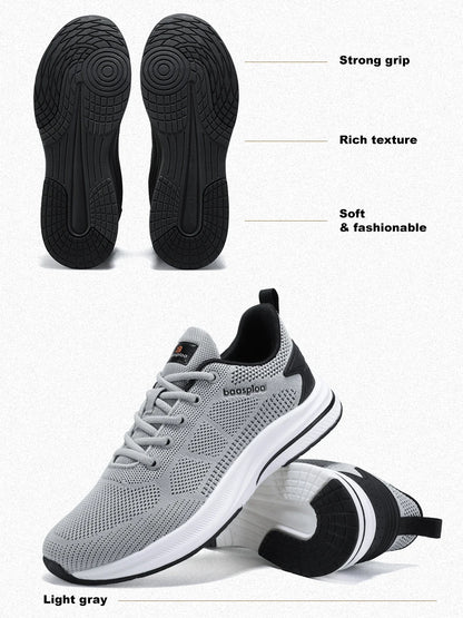 Baasploa Men's Running Shoes Brand, Male Designer Mesh Casual Sneakers, Lightweight Lace-Up New Male Outdoor Sports Tennis Shoes