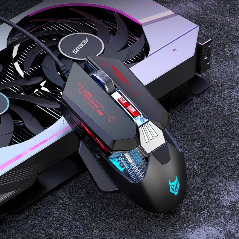 1K Hz Gaming Mouse Wired APAYADO T4 RGB Mouse with Ultra-light Cord 60IPS,12800DPI for Laptop/Computer
