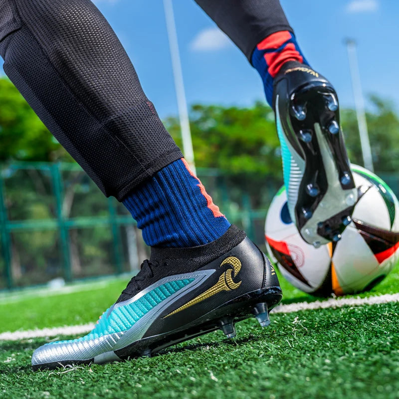 New Men Football Boots Outdoor Sport Boys Long Spikes Non Slip Breathable Match Training Cleats Soccer Shoes Adult Comfortable