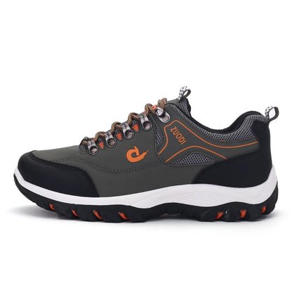 Autumn and Winter Men's Waterproof Hiking Shoes, Outdoor PU Leather Sports Shoes, Wear-Resistant, Walking, Tactical