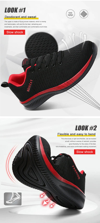 Men Women Knit Sneakers Breathable Athletic Running Walking Gym Shoes