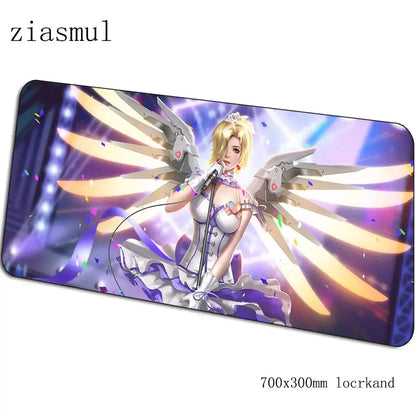 Overwatch gamer-musemåtte, flot 70x30cm gaming-musemåtte til pc og notebook, skrivebordsmåtte til spil, æstetisk gamer-måtte og gamepad