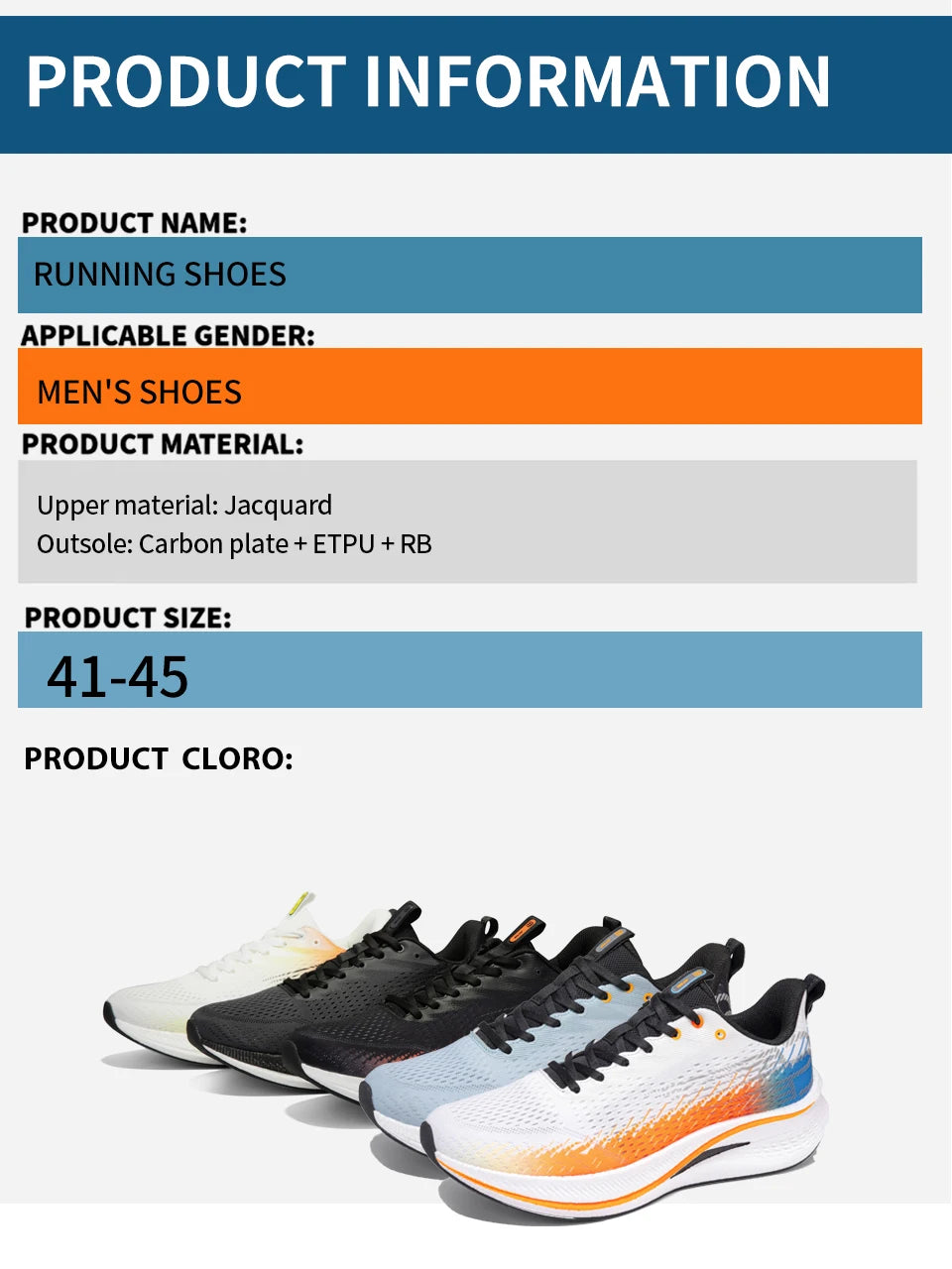 Baasploa Men Jogging Sports Shoes Carbon Plate Professional Cushioning Sneakers Male Outdoor Breathable Non-Slip Running Shoes