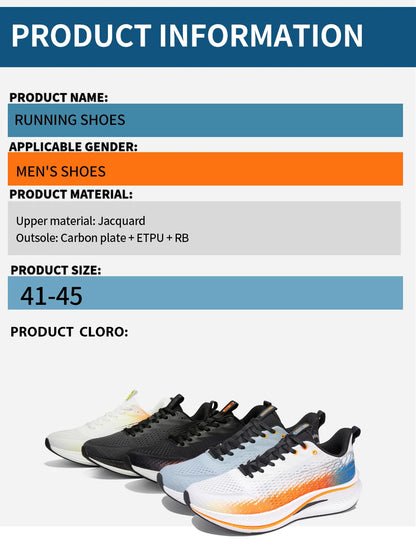 Baasploa Men Jogging Sports Shoes Carbon Plate Professional Cushioning Sneakers Male Outdoor Breathable Non-Slip Running Shoes