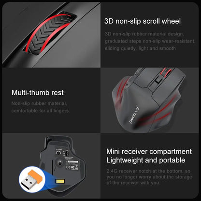 E-YOOSO X-31 Pro USB Gaming Large Mouse, Supports Bluetooth 2.4G Wireless, PAW3212 4800 DPI for Gamer Mice, Computer, Laptop, PC