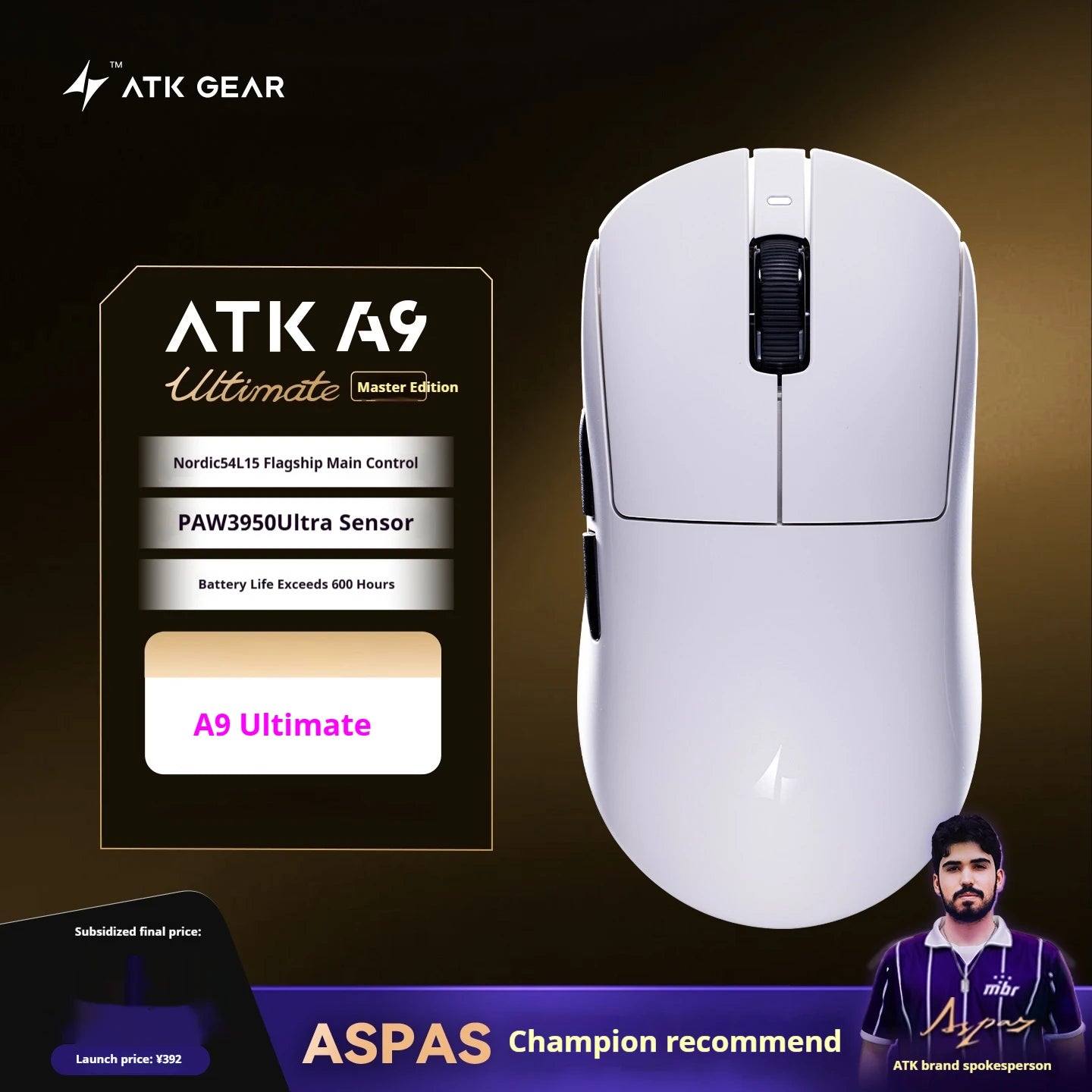 ATK  A9 Plus Gaming Mouse Wireless A9/A9 SE/A9 Pro Tri Mode 8K Gaming Mouse Lightweight A9 Ultimate E-sports PC Gift Customized