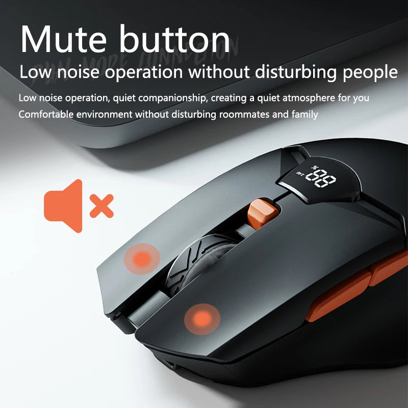 Warvank SX01 kabellose Gaming-Maus mit Smart-Screen-Display, 6-stufiger DPI-Einstellung, 600mAh Akku, leise Bluetooth-Maus fürs Büro