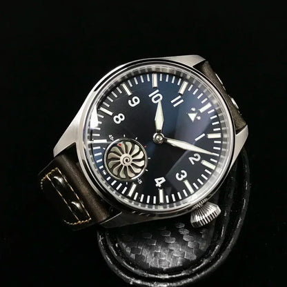 Hruodland 2025 New Men's Mechanical Watch Seagull ST3620 Retro Pilot 43MM BGW-9 Luminous Sapphire Crystal Turbine Watch