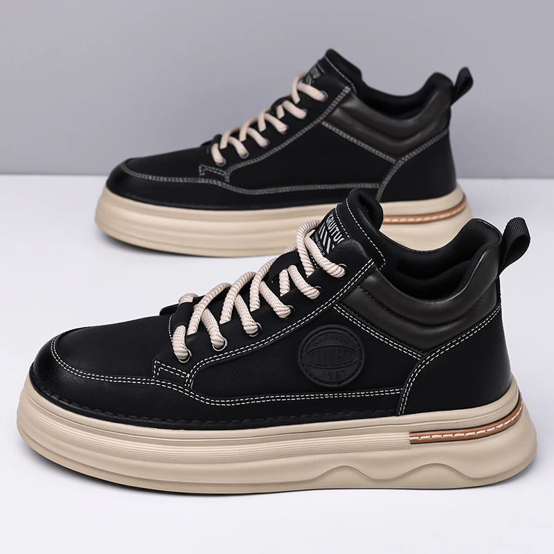 High Quality Men's Casual Leather Thick Bottom Oxford Shoes Fashion Outdoor Flat Top Quality Oxford Shoes Handmade Walking Shoes