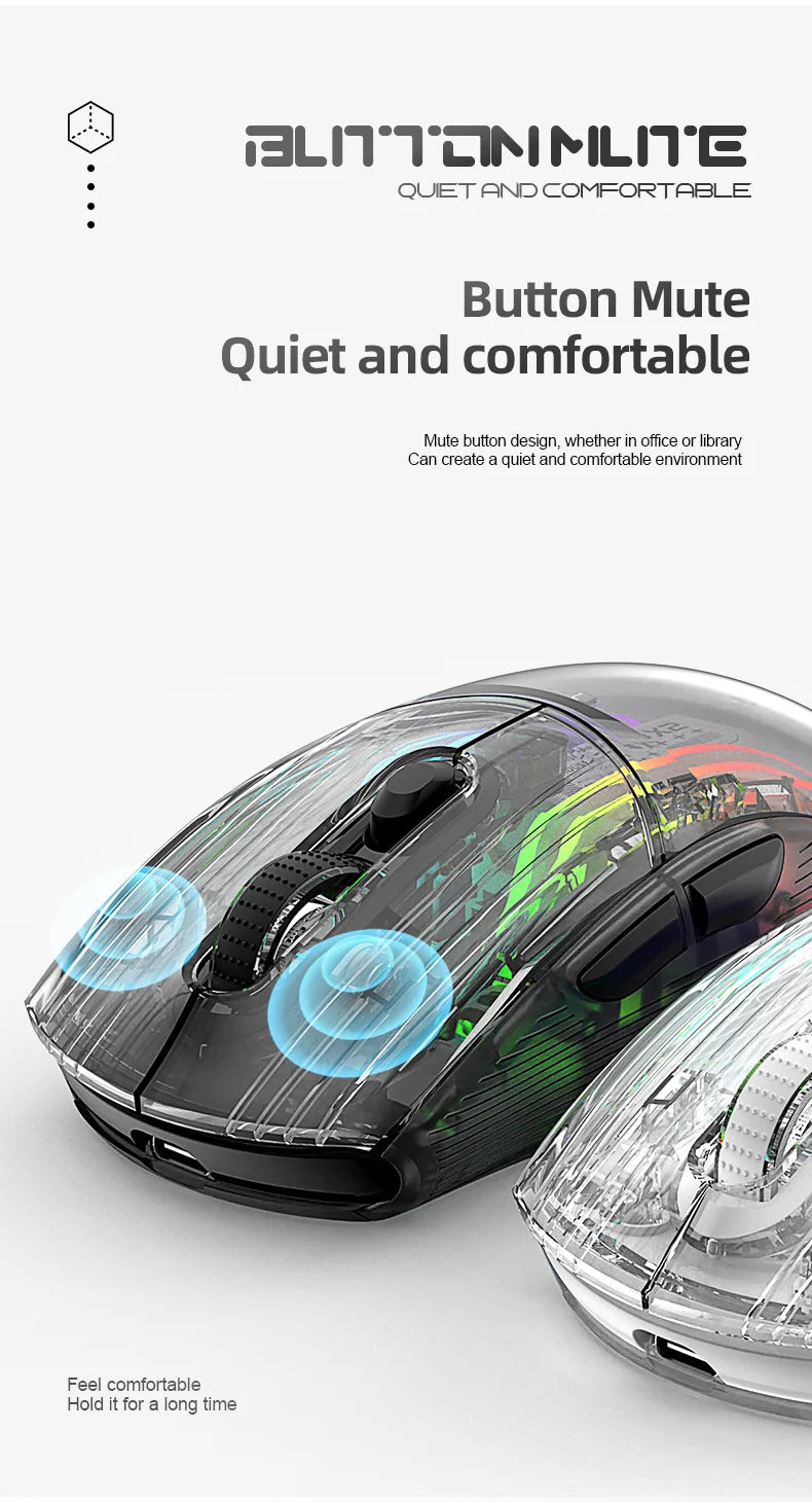 Attack Shark X2PRO Bluetooth Mouse, Tri-Mode , RGB Lights, Magnetic Charging ,Transparent, Battery Indicator, Computer Phone