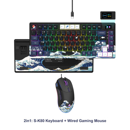 Womier S-K80 Keyboard Liquid 75% Hot Swap Keyboard with Color OLED Display Mechanical Gaming Keyboard Gasket Mount RGB for Windo