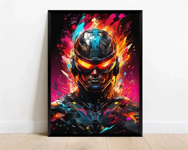 Pop Neon Video Game Character Poster Gamepad Headphones Football Basketball Canvas Print Wall Art Decor Gaming Room Decoration