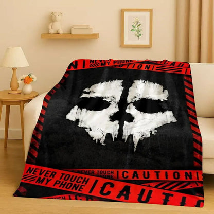 HD Classic Gun Game Call of Duty COD Ghost Simon Flannel Blanket,Ultra Soft Warm Plush Throw for Home Bedroom Bed Sofa Cover Kid